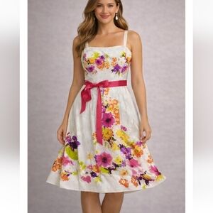 Jessica Howard White Floral Fit & Flare Dress | Size 12